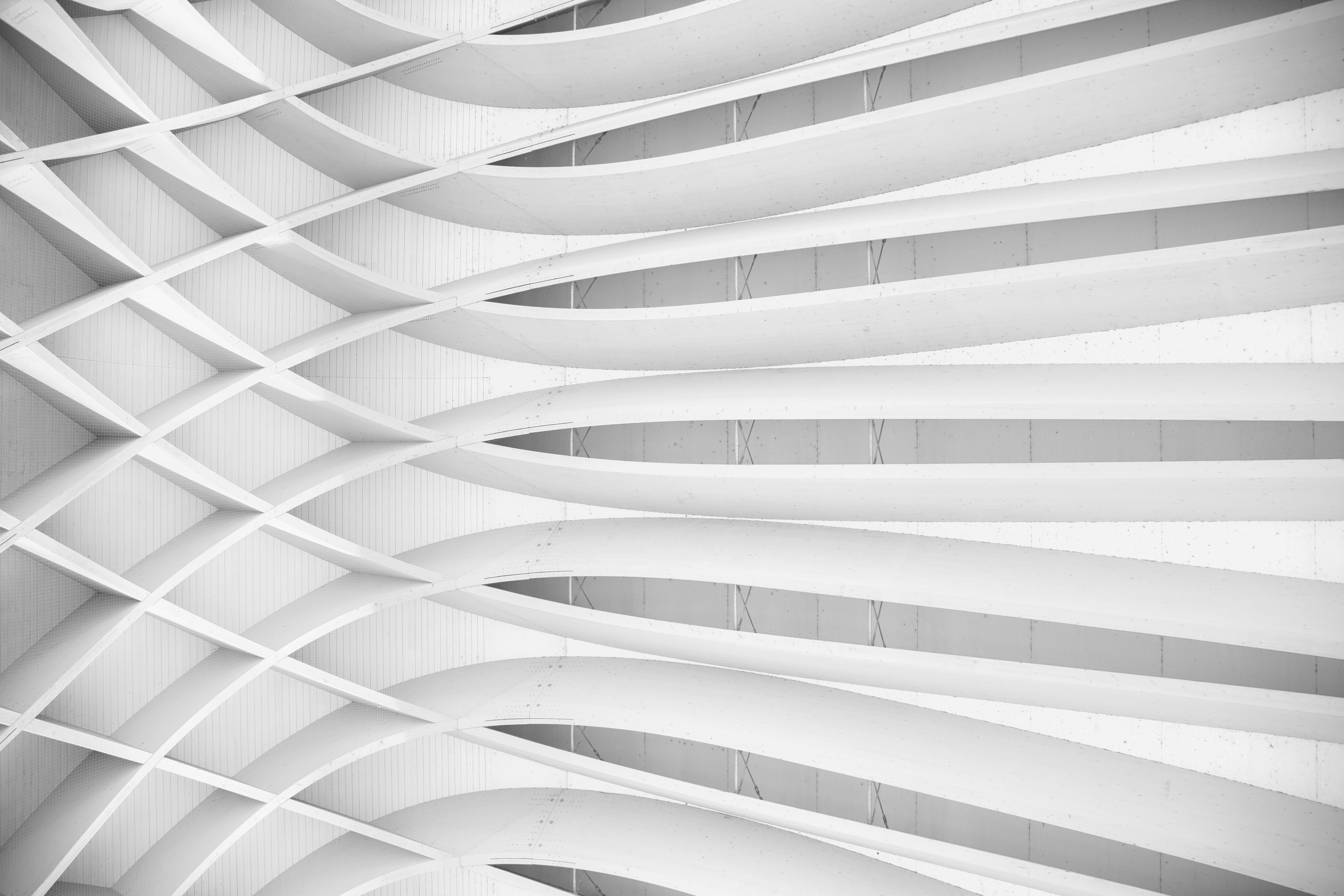 Modern architectural curves rendered in white concrete — a visual metaphor for systems designed with discipline and rhythm.